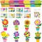 Spring Flower Craft Kit for Kids - Make Your Own Flowers Pot Craft DIY Floral Paper Hanging Ornament Party Decorations Artwork